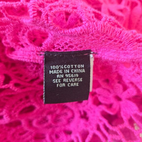 Fever Pink Crochet Lace Cover-Up Tunic Dress Size Small NWT - Picture 9 of 12